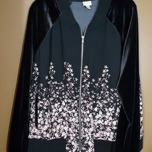 Velvet sleeved bomber jacket